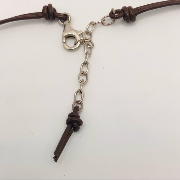 Silpada Textured Sterling Silver Coin Pearl Brown Leather Necklace N1257 - Picture 5 of 6